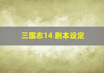 三国志14 剧本设定